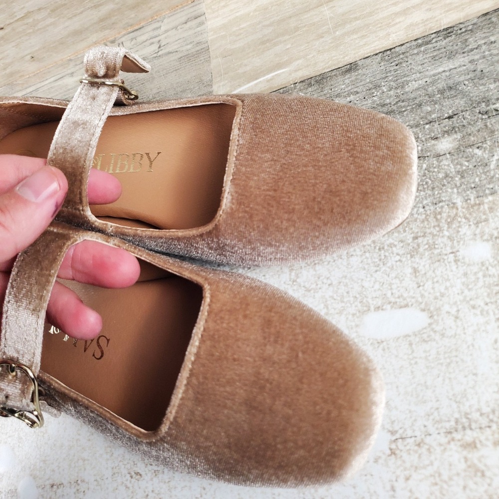 SAM & LIBBY Fredi Womens Mary Jane Flats Sz 7 Spiced Carmel Brown Velvet Buckle - Picture 2 of 12
